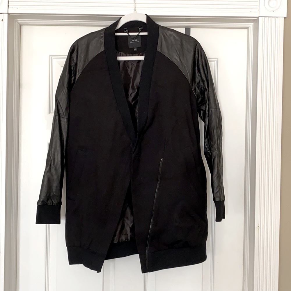 Chic Joe’s jeans collection leather sleeves coat